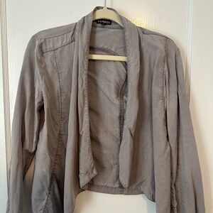 Express Gray Blazer with Draped Collar and Relaxed Sleeves